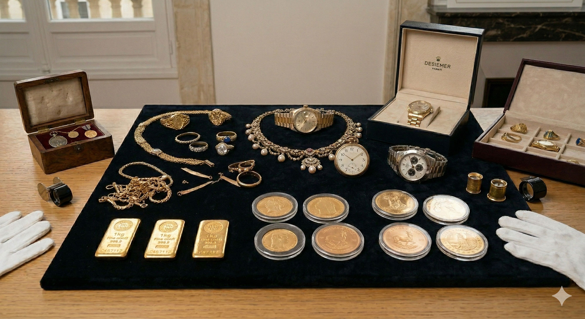 inventaire-succession Inventaire de succession à Bordeaux incluant bijoux en or, montres de collection, pièces de monnaie et lingots à Bordeaux